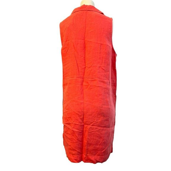 Size 10 Coral Linen Sleeveless Dress Pockets Lightweight NWT Casual Beach Comfy - Picture 4 of 5